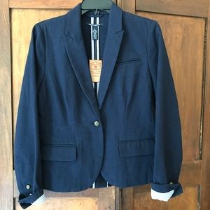 Lucky Brand Navy Blazer Striped Sleeve Detail Med